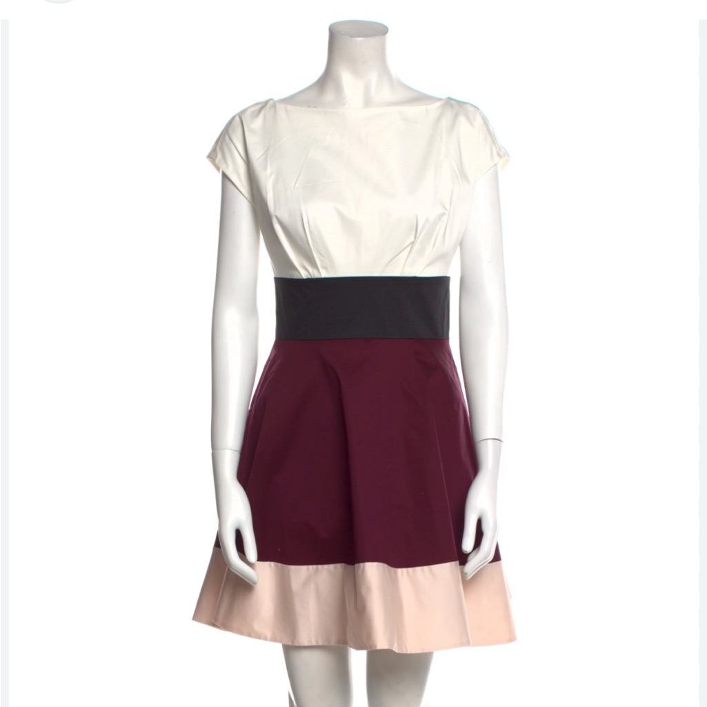 Kate Spade Cream, Black, And Burgundy Mini Dress